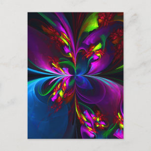 Modern Blommigt Abstrakt Art Red Blue Mönster #15 Vykort