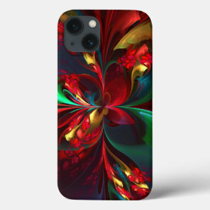 Modern Blommigt Abstrakt Art Red Grönt Mönster #11
