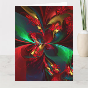 Modern Blommigt Abstrakt Art Red Grönt Mönster #11 Tack Kort