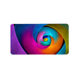 Modern Blommigt Abstrakt Art Rosa Blue Mönster #17 Adressetikett