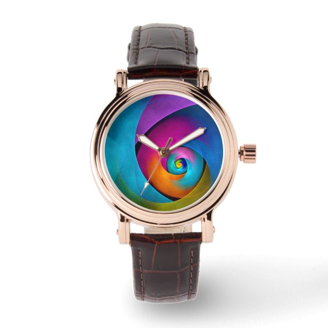 Modern Blommigt Abstrakt Art Rosa Blue Mönster #17 Armbandsur (Framsida)