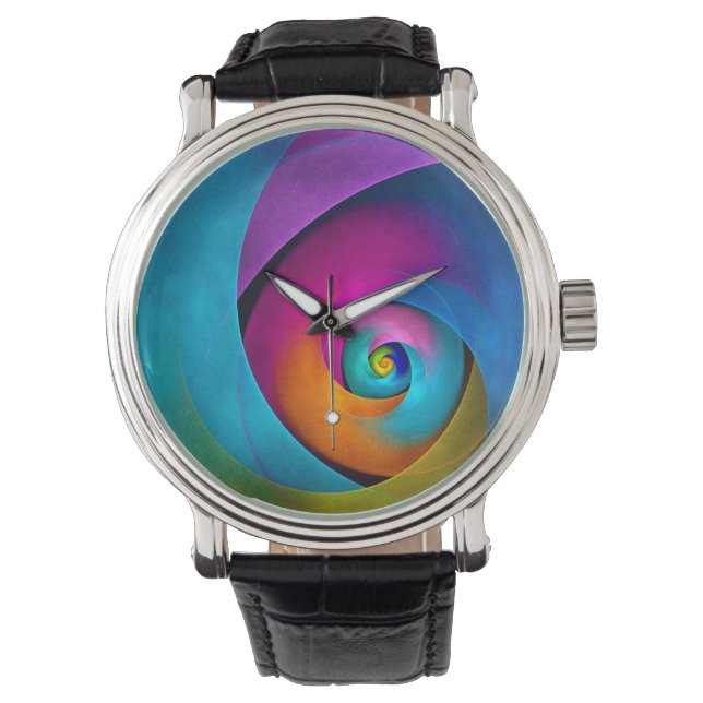 Modern Blommigt Abstrakt Art Rosa Blue Mönster #17 Armbandsur (Framsida)