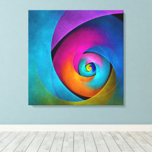 Modern Blommigt Abstrakt Art Rosa Blue Mönster #17 Canvastryck