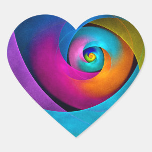 Modern Blommigt Abstrakt Art Rosa Blue Mönster #17 Hjärtformat Klistermärke
