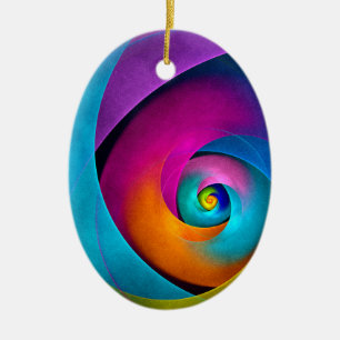 Modern Blommigt Abstrakt Art Rosa Blue Mönster #17 Julgransprydnad Keramik
