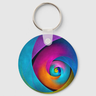 Modern Blommigt Abstrakt Art Rosa Blue Mönster #17 Nyckelring