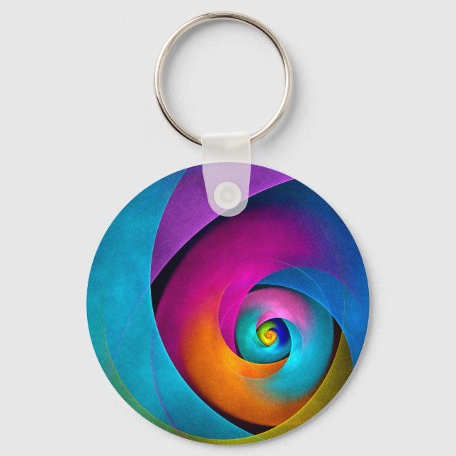 Modern Blommigt Abstrakt Art Rosa Blue Mönster #17 Nyckelring (Framsida)