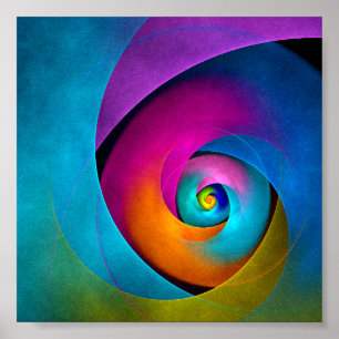 Modern Blommigt Abstrakt Art Rosa Blue Mönster #17 Poster