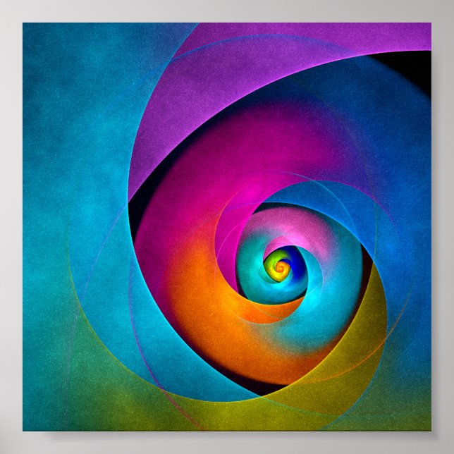 Modern Blommigt Abstrakt Art Rosa Blue Mönster #17 Poster (Framsidan)