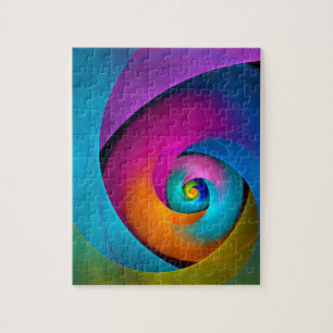 Modern Blommigt Abstrakt Art Rosa Blue Mönster #17 Pussel