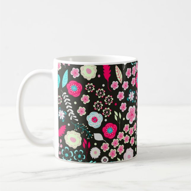 Modern Blommigt Abstrakt Kaffemugg (Vänster)