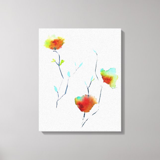 Modern Blommigt Abstrakt konst blomma vattenfärg Canvastryck (Framsida)