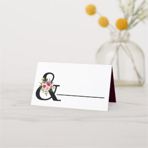 Modern Blommigt Ampersand Plum Rosa Peach & Black Placeringskort
