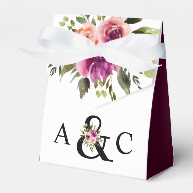 Modern Blommigt Ampersand Plum Rosa Peach & Black Presentaskar (Framsidan Sidan)