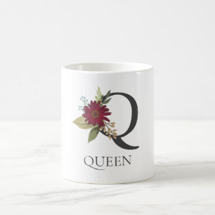 Modern Blommigt Anpassade Monogrammed Brev Q Kaffemugg