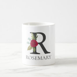 Modern Blommigt Anpassade Monogrammed Brev R Kaffemugg