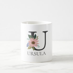 Modern Blommigt Anpassade Monogrammed Brev U Kaffemugg