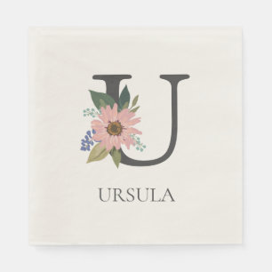 Modern Blommigt Anpassade Monogrammed Brev U Pappersservett