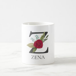 Modern Blommigt Anpassade Monogrammed Brev Z Kaffemugg