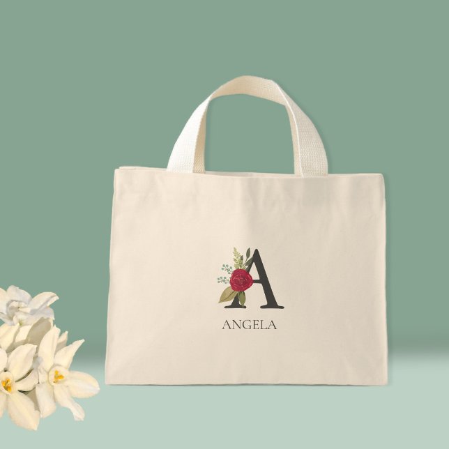 Modern Blommigt Anpassade Monogrammed Mini Tygkasse (Skapare uppladdad)