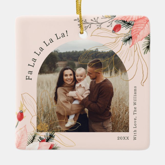 Modern Blommigt Arch Fa La La Ceramic Ornament (Framsida)