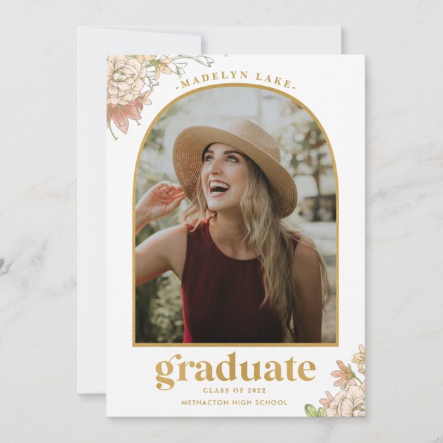 Modern Blommigt Arched Photo Studenten Meddelande (Framsida)