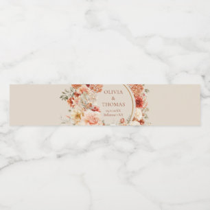 Modern  blommigt av teracotta burgundy vattenflaska etikett