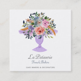 Modern Blommigt av vattenfärg - Kummel - stativ -  Fyrkantigt Visitkort