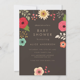 MODERN BLOMMIGT BABY SHOWER-INVIKTER INBJUDNINGAR