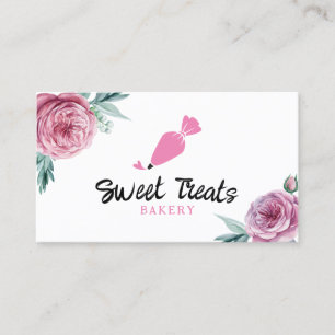 Modern Blommigt Bakery Cuppie Pastry Sweet Cake Visitkort