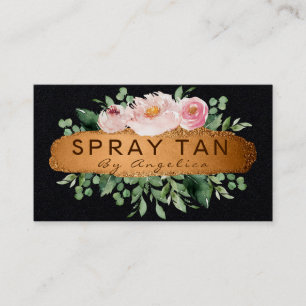 Modern Blommigt Black och Bronze Mobile Spray Tan Visitkort