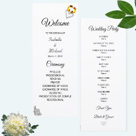 Modern Blommigt Black & White-Bröllopsprogram