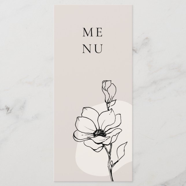 Modern Blommigt Bohemian Bröllop Menu Meny (Framsida)