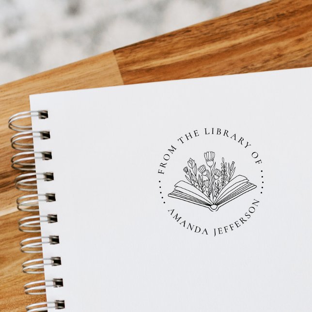 Modern Blommigt Bok från Bibliotek av eget namn Stämpel (Skapare uppladdad)