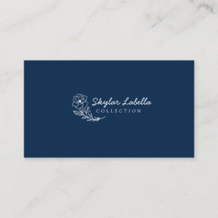 Modern Blommigt Botanic Line-art Logotyp Midnight Visitkort