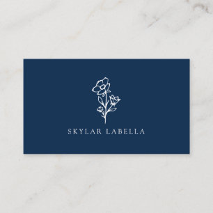 Modern Blommigt Botanic Line-art Logotyp Midnight Visitkort