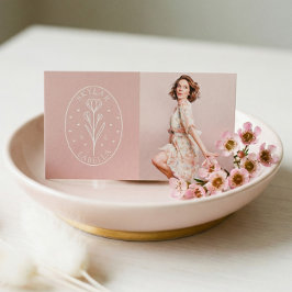 Modern Blommigt Botanic Line-Art-Logotyp och foto- Visitkort