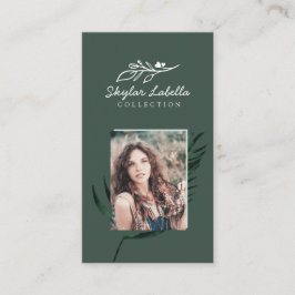 Modern Blommigt Botanic Line-Art-Logotyp och fotoj Visitkort