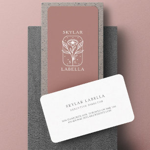 Modern Blommigt Botanic Line-Art-Logotyp och Monog Visitkort