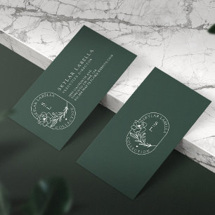 Modern Blommigt Botanic Line-Art-Logotyp och Monog Visitkort