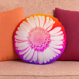 Modern Blommigt Botanical Girly Cute Daisy Roligt Rund Kudde