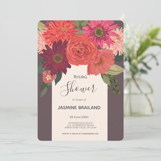Modern Blommigt Bouquet-Möhippa till hösten Inbjudningar (Stående Fram)