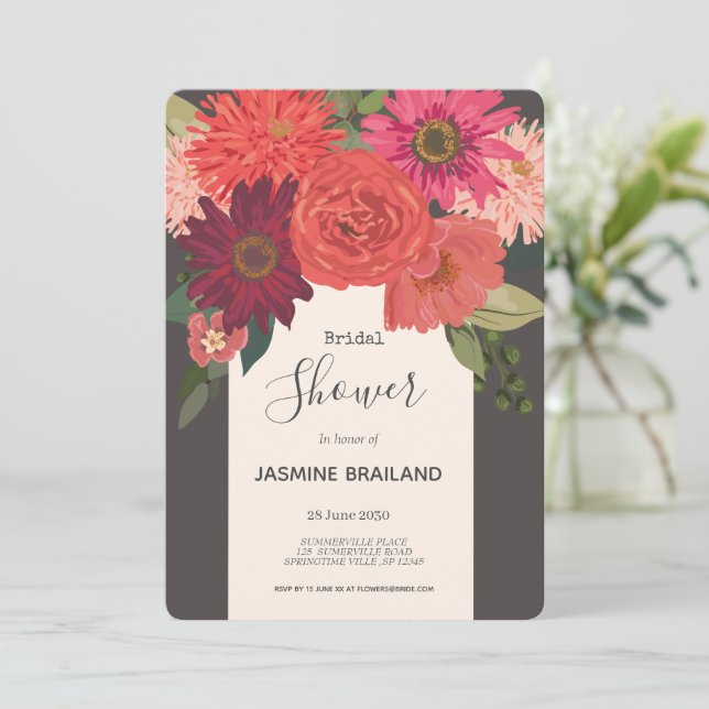 Modern Blommigt Bouquet-Möhippa till hösten Inbjudningar (Stående Fram)