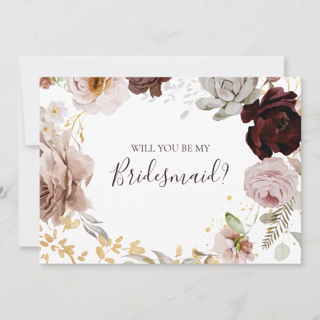 Modern  Blommigt | Bridesmaid Frieri Card Inbjudningar (Framsida)