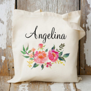 Modern Blommigt Bridesmaid Personlig-3 Tygkasse