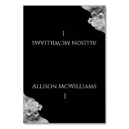 Modern Blommigt Bröllop Black and White Bordsnummer