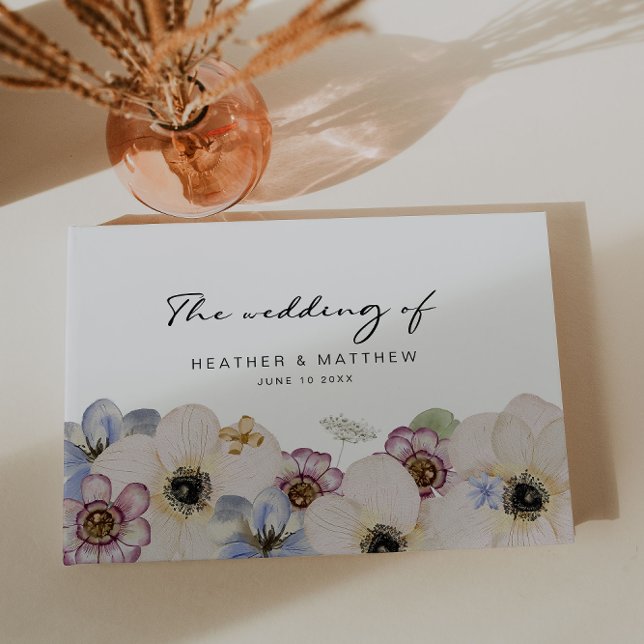 Modern Blommigt Bröllop Guest Bok (Modern Floral Watercolor  Wedding Guest Book by Painted Paperie
)