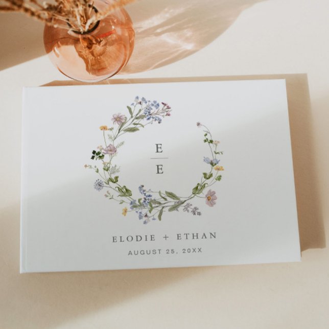 Modern Blommigt Bröllop Guest Bok Wildblomma Boho (Skapare uppladdad)