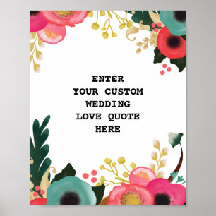 Modern Blommigt Bröllop Kärlek citat Poster