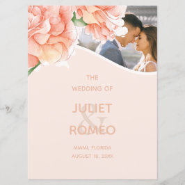 Modern Blommigt Bröllop Photo Program